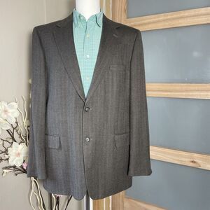 Stuart Hughes Lambswool Blazer Mens 44L Wool Sport Coat Brown Classic Jacket